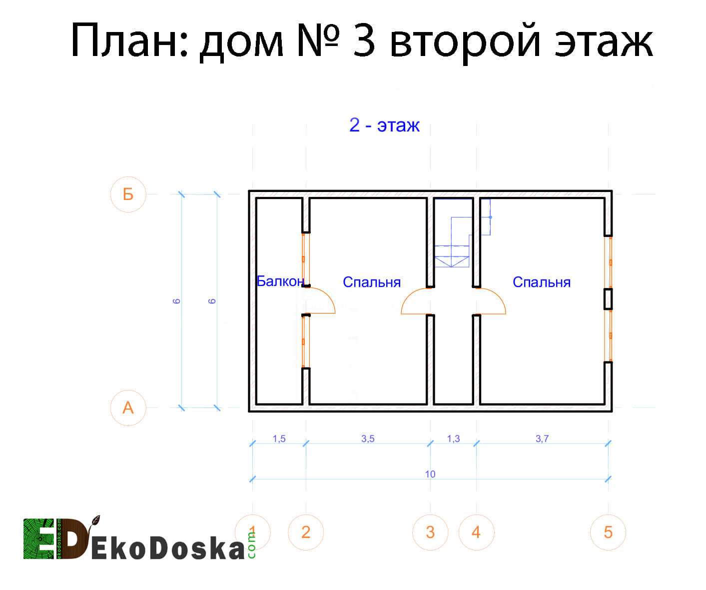 Проект двух этажного дома из бруса, компания ЕкоДоска